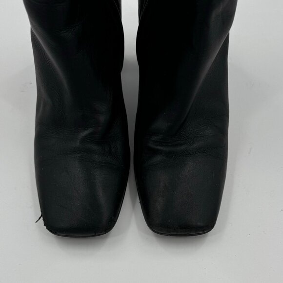 Furla Sirena Black Leather Square-Toe Ankle Boots Size7.5 or  38.5 Made In Italy - Picture 3 of 15